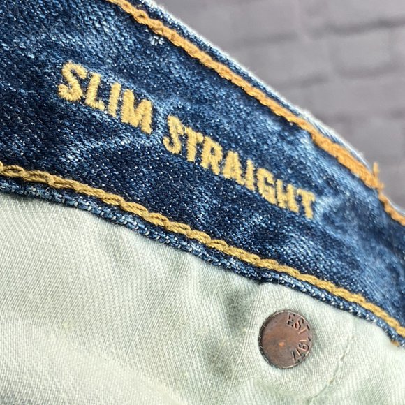 American Eagle Outfitters Mens 28 X 30 Dark Wash Slim Straight 100% Cotton Jeans - Picture 4 of 5